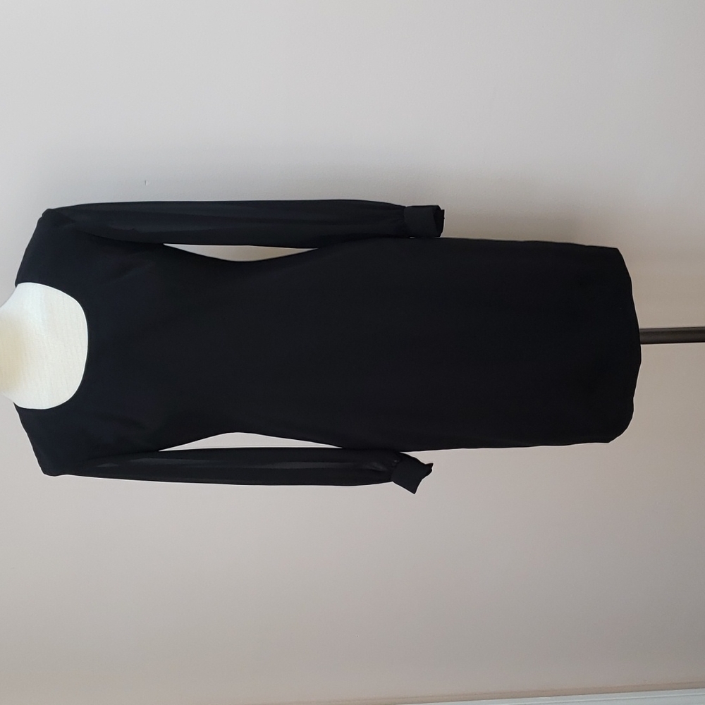 Vintage Liz Claiborne Black Long Sleeve Knee Length Dress, Size 2 Petite